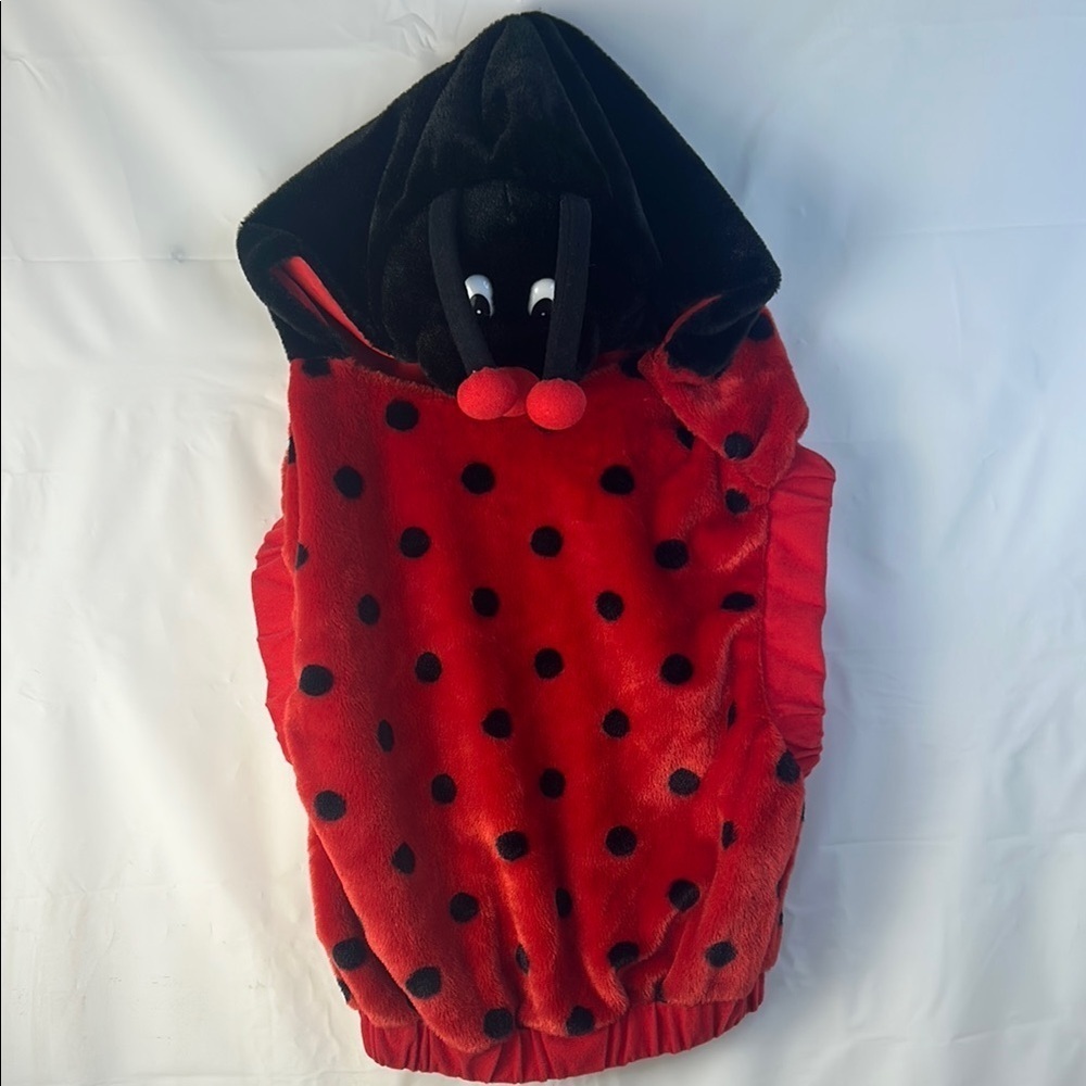 Baby Ladybug Halloween Costume Hoodie Plush Red Black Toddler 12-24M Cute